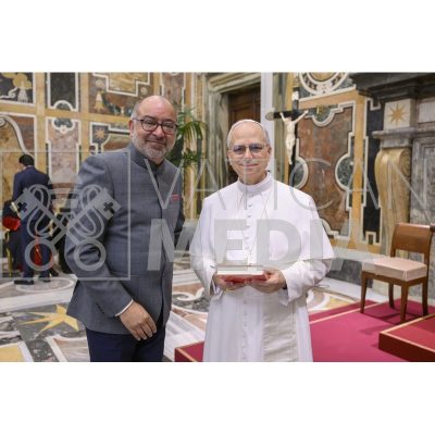 Dr Mehool Sanghrajka MBE (Managing Trustee - IOJ) with Pope Leo XIV